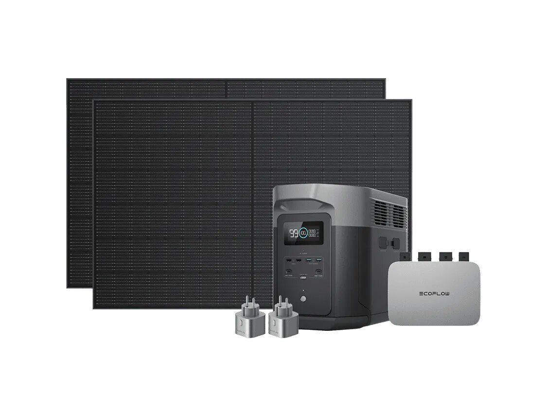 Комплект енергонезалежності EcoFlow PowerStream - мікроінвертор 800W + зарядна станція Delta Max 2000 + 2 x 400W стаціонарні сонячні панелі