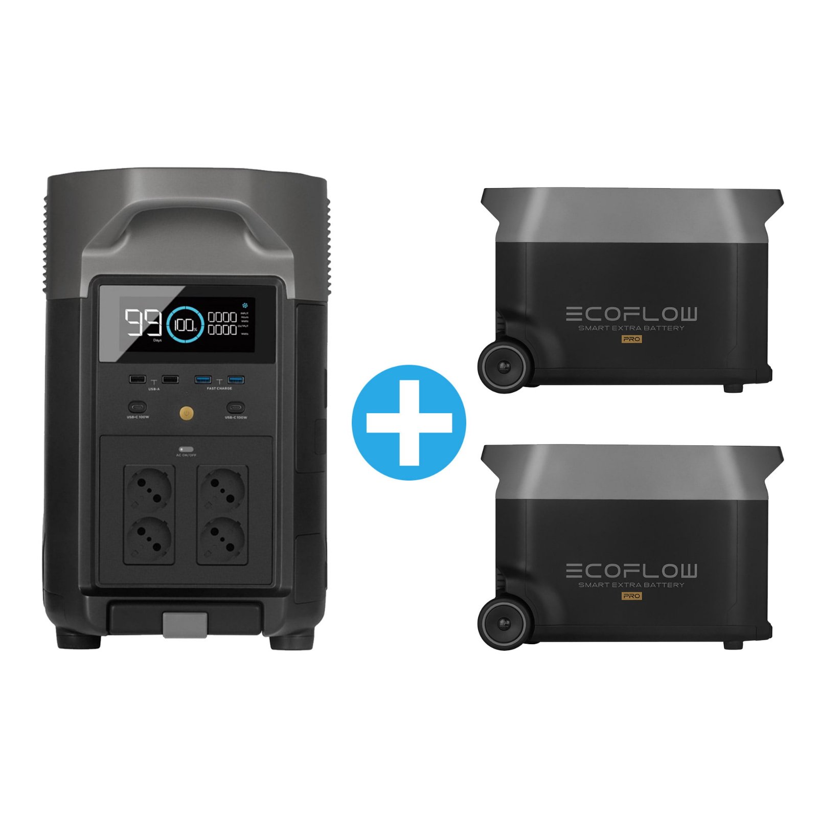 Набір EcoFlow DELTA Pro (EU) + 2шт EcoFlow DELTA Pro Extra Battery (EU)